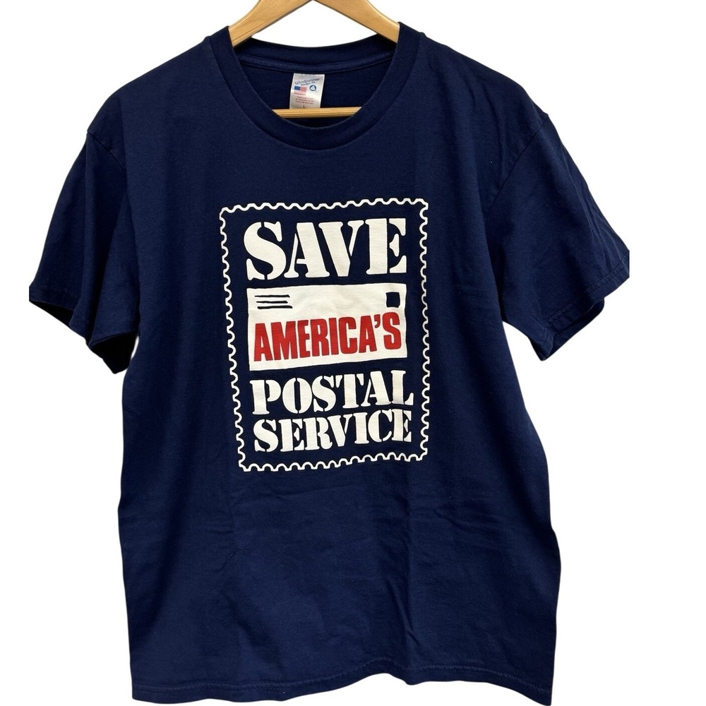 VTG Save America's Postal Service USPS‎ Graphic T-Shirt Navy Large